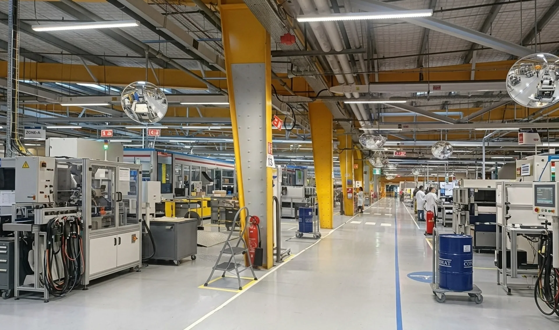 Ligne de production électronique en fonctionnement dans un atelier réhabilité sur site occupé, Arkeom